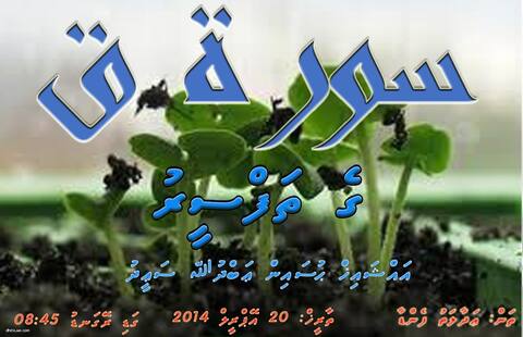 ދަރުސް 'ސޫރަތުލް ޤާފްގެ ތަފުސީރު' މިރޭ